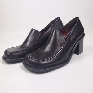 Nine West Black Kinetic Chunky Leather Heels